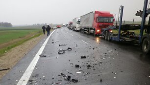 Vilkiko ir &bdquo;Alfa Romeo&ldquo; avarija kelyje &bdquo;Via Baltica&ldquo;