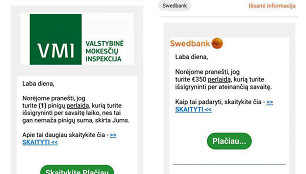 Gyventojus užplūdo melagingi &bdquo;Sodros&ldquo;, VMI ir banko prane&scaron;imai apie i&scaron;mokas