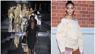 Winnie Harlow (de&scaron;inėje) ir &bdquo;Burberry&ldquo; kolekcijos kodeliai