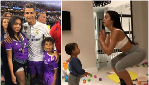 Cristiano Ronaldo su mylimąja Georgina Rodriguez ir sūnumis