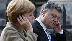 Angela Merkel ir Petro Poro&scaron;enka Kijeve surengė bendrą spaudos konferenciją