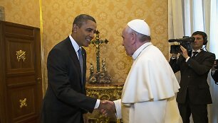 JAV prezidentas Barackas Obama ir Popiežius Pranci&scaron;kus