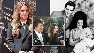 Elvis Presley su žmona Priscilla, jų dukra Lisa Marie Presley