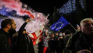 Priėmus užsienio agentų įstatymą – protestai Tbilisyje