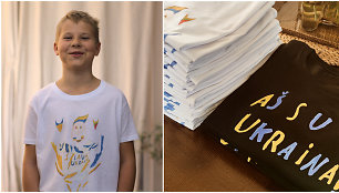 8-erių Herkus paramą Ukrainai renka savo kurtais marškinėliais – gautą sumą paaukojo „Bayraktarui“