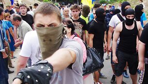Ukrainos protestuotojai prie Rusijos konsulato Odesoje