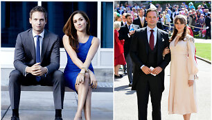 Patrickas J. Adamsas su Meghan Markle seriale &bdquo;Kostiumuotieji&ldquo; ir karali&scaron;kosiose vestuvėse su žmona Troian Bellisario 