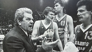 Finalas Maskvoje. Vladas Garastas, Sergejus Jovai&scaron;a, Arvydas Sabonis, Valdemaras Chomičius