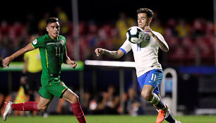 &bdquo;Žalgirio&ldquo; naujokas Leonardo Vaca (kairėje) rungtynėse su Brazilija