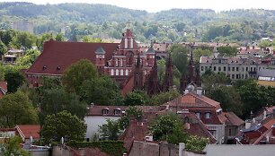 Vilniaus katedros varpinė ir vaizdai per jos langus