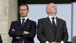 UEFA ir FIFA prezidentai Aleksanderis Čeferinas bei Gianni Infantino