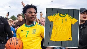 IShowSpeed ir Vilniuje jo dėvėti Lietuvos futbolo rinktinės mar&scaron;kinėliai