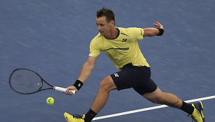 Ričardas Berankis ir Gaelis Monfilsas mače turnyre Dubajuje.