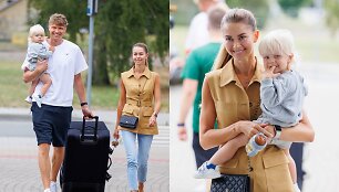 Mindaugas Kuzminskas su mylimąja Lina ir sūnumi Jonu