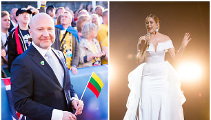 Lietuvos delegacijos vadovas „Eurovizijoje“ Audrius Giržadas ir finalininkė Monika Marija 