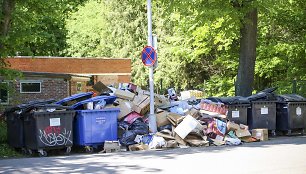 Šiukšlių krūvos Vilniaus Vingio parke