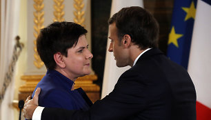 Beata Szydlo ir Emmanuelis Macronas