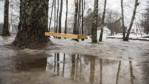 Sniegą Vilniuje keičia balos