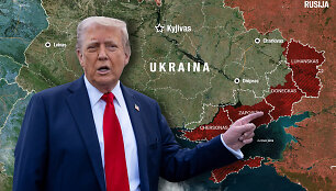 Donaldas Trumpas ir Ukrainos žemėlapis