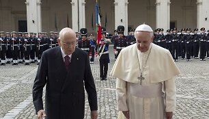 Popiežius Pranci&scaron;kus ir Italijos prezidentas Giorgio Napolitano