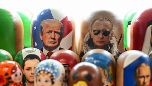 Donaldo Trumpo ir Vladimiro Putino atvaizdai