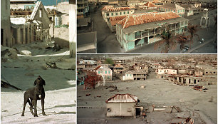 Taip Plimuto miestas atrodė po ugnikalnio išsiveržimo, 1997 m.