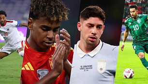 H grupėje i&scaron;vysime ir vienus ry&scaron;kiausių futbolo talentų - Lamine'ą Ymalį (antras i&scaron; kairės) ir Federico Valverdę (antras i&scaron; de&scaron;inės).