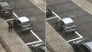 Kankinamai stropus automobilio parkavimas Belgijoje