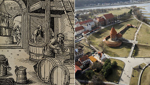 XVI a. alaus daryklos graviūra ir Kauno pilis