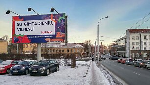 Ant Tauro kalno Kaunas i&scaron;kabino sveikinimą vilniečiams Gimtadienio proga 