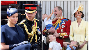 Princas Harry su žmona Meghan, Princas Williamas su šeima