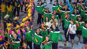 Lietuvos sportininkų eisena per Rio de Žaneiro olimpinių žaidynių atidarymo ceremoniją