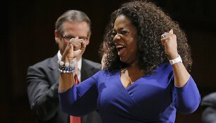 Televizijos laidų vedėja Oprah Winfrey. 