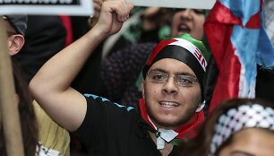 Niujorke protestas dėl Izraelio vykdomų oro atakų Gazos ruože