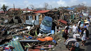 Filipinų Taklobano miestas, nusiaubtas taifūno Haiyan