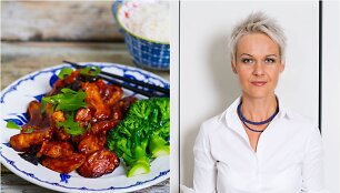 Nida Degutienė ir jos gaminta generolo Tso vi&scaron;tiena