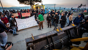 Idomeni stovykloje prieglobsčio pra&scaron;ytojai surengė protesto akciją