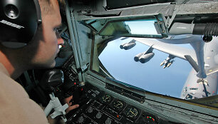 KC-135 kuro papildymo lėktuvas. Vaizdas i&scaron; vidaus