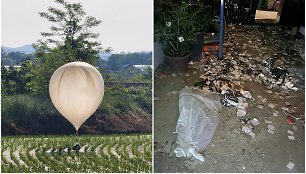 Šiaurės Korėja mėto šiukšlių ir fekalijų balionus ant Pietų Korėjos