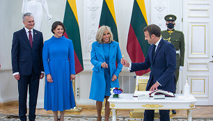 Emmanuelis Macronas, Gitanas Nausėda, Brigitte Macron, Diana Nausėdienė