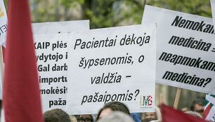 &Scaron;alies medikai susitiko mitinge prie Seimo
