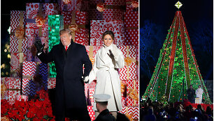 Donaldas Trumpas ir Melania Trump įžiebė&nbsp;JAV nacionalinę Kalėdų eglę