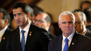 Juanas Guaido ir Mike'as Pence'as