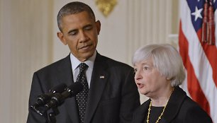 Barackas Obama ir Janet Yellen 