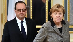 Kijeve aptarti taikos plano susitiko Angela Merkel, Francoise Hollande'as ir Petro Porošenka 2015 m. vasario 05 d. 