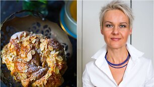 Nida Degutienė ir jos kepti mieliniai maži &scaron;trudeliai su migdolais