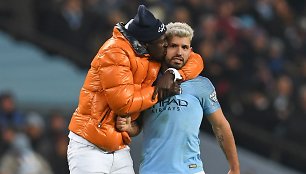 Benjaminas Mendy ir Sergio Aguero 