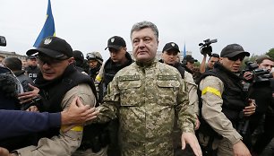 Ukrainos prezidentas Petro Porošenka Slovjanske