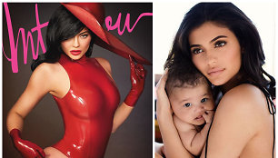 Kylie Jenner ant vokiečių žurnalo „Interview“ viršelio; su dukra Stormi 