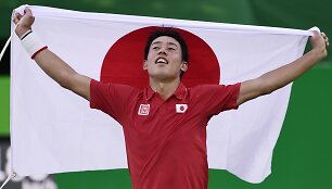 Bronziniame Rio pragare Kei Nishikoris nugalėjo Rafaelį Nadalį